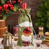 Christmas Linen Old Man Figurine Wine Bottle Cover Holiday Hotel Dining Table Cartoon Three-dimensional Drawstring Wine Bag Decoration