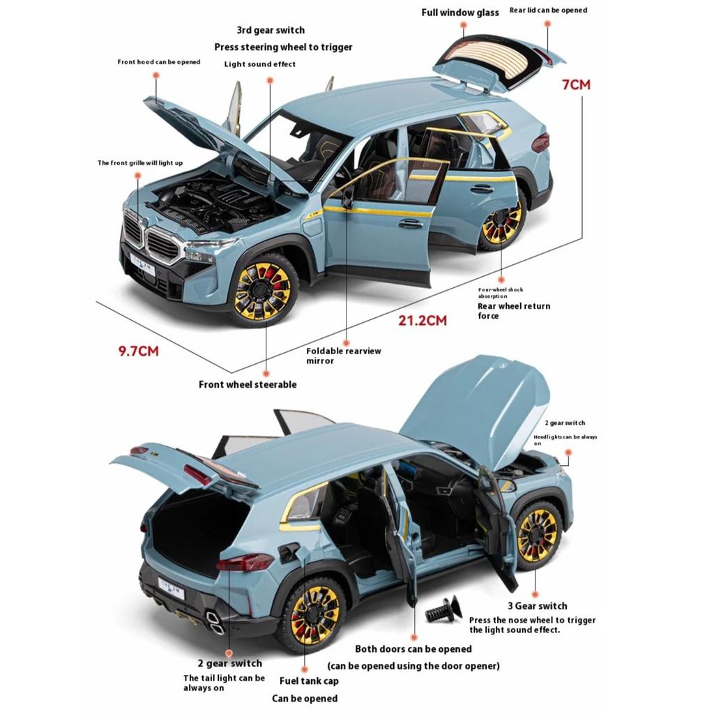1/24 Maßstab Simulation BMW XM Legierung Automodell Metall Die Cast Ornament Sound Licht Kinderspielzeug Automodell Geburtstagsgeschenk für Jungen