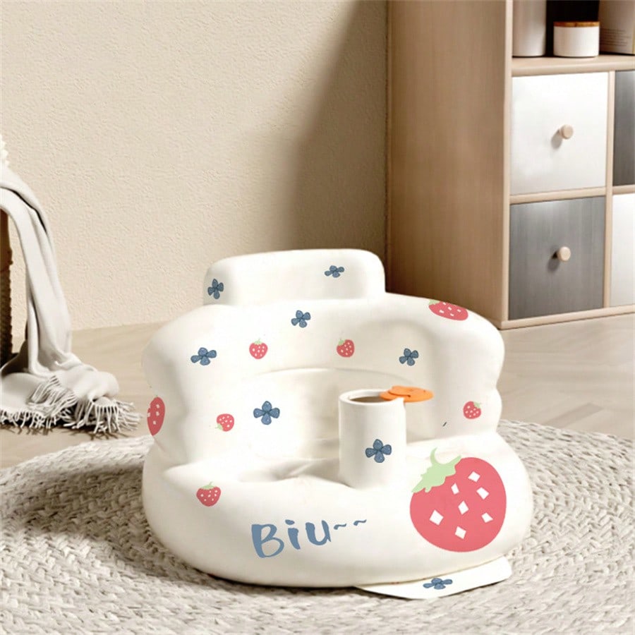 1pc Inflatable Baby Sofa Chair With Dining Table, Portable Folding Baby Learning Seat With Built-In Air Pump