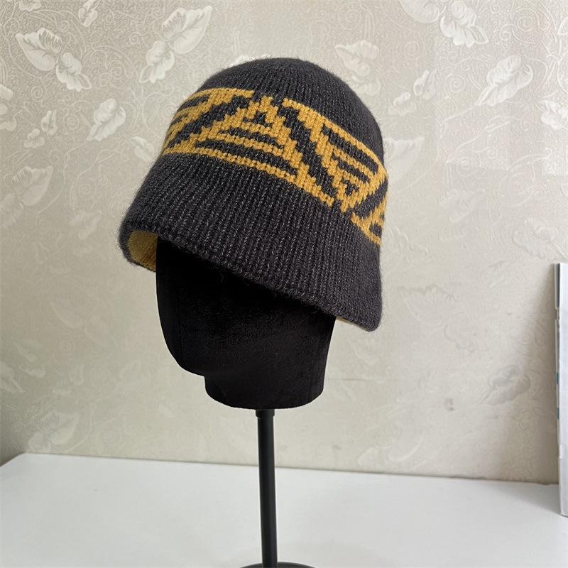 Fashion Commuter Milliner Autumn and Winter New Wool Knitted Bucket Hat Basin Hat Warm Bucket Hat
