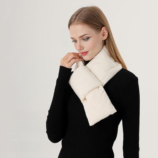 Winter Warm Scarf Solid Color Thickened High-Density Windproof Fabric Wrap Design Women Down Scarf Daily Outdoor Use