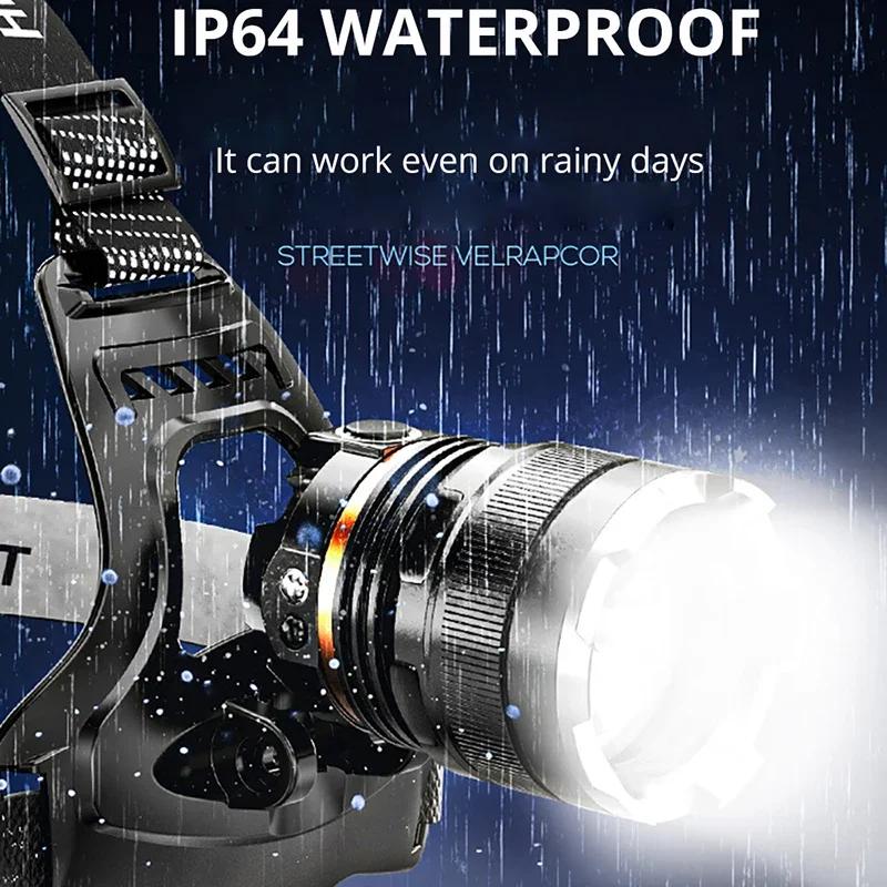 Powerful LED Headlamp Rechargeable Head Lamp Fishing Searching Camping Head Flashlight with Sensor  or NO Sensor  Use 2*18650