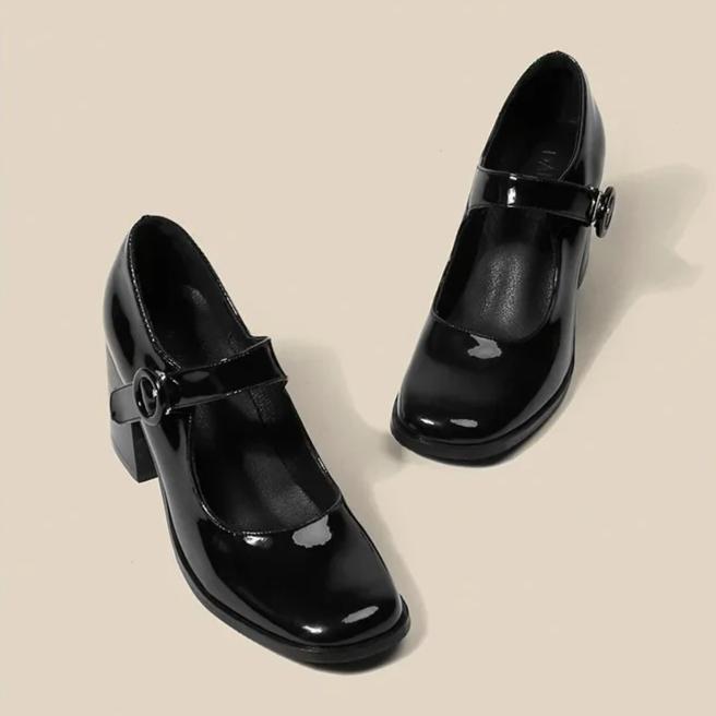 Damskie Buty Moda Mary Jane Buty Jakość Skóra Lakierowana Szpilki But Kwadratowy Nosek Płytkie Usta Pojedyncze Buty Zapatos Mujer