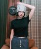 Guwolsibil Lace Patch Short-Sleeved Top Black