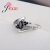 925 Silver Jewelry Black Agate White Zircon Stone Wedding Band Ring for Women Promise Bijoux