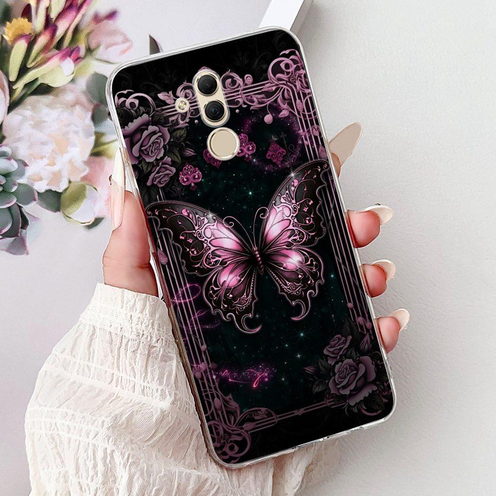Clear For Huawei Mate 20Lite SNE-LX3 INE-LX2 Back Cover For Huawei Mate 20 Lite Case Cute Cartoon Cat Luxury Flowers Funny Funda