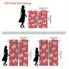 2pcs, 2D Flat Printing Curtains Red Background with White Bowknots Pattern for Amazon US, Rod Pocket Velvet Fabric Wind