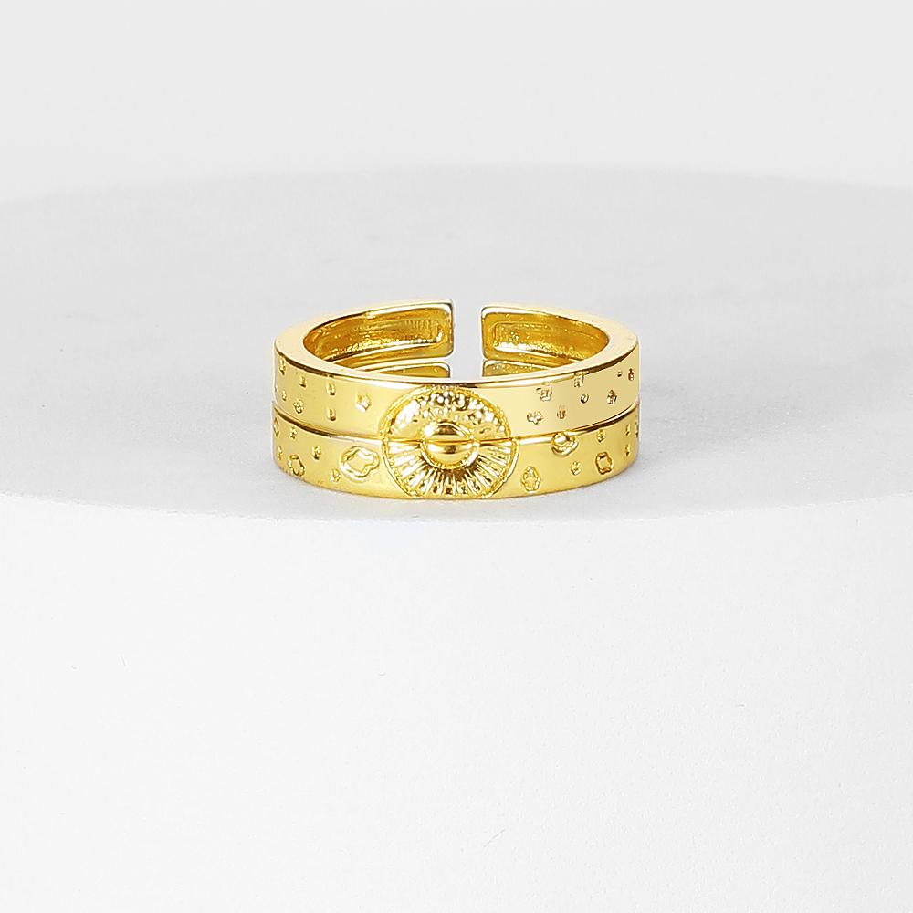 2022 New Fashion Opening 2-piece Ring Engraving Flower Ring Exquisite Jewelry 2-piece Set Couple Set Ring Girl Girlfriend Ring