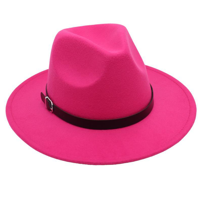 Nostalgiczny Cylinder Kapelusz Jazzowy Studio Klamra do Paska Męska i Damska Kapelusz Filcowy Model Cienia Kapelusz Wełniany Styl Hepburn