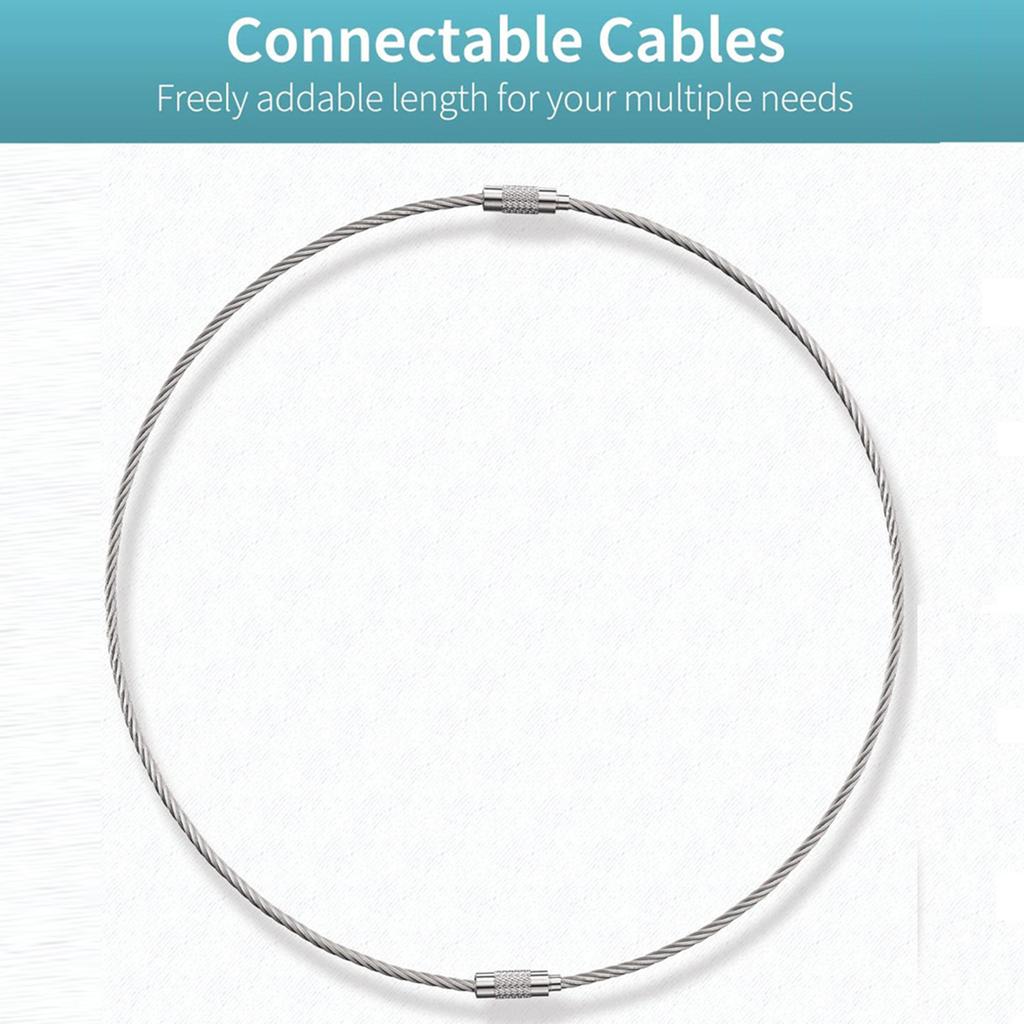 Pacote de 10 Argolas de Aço Inoxidável com Cabo de Aço Chaveiros Argolas para Chaves Kit de Chaveiro com Cabo de Aço Perfeito para Chaves e Etiquetas de Bagagem
