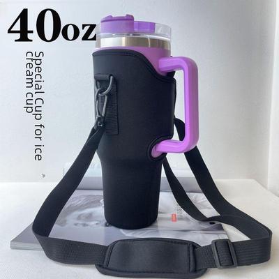 Portavasos portátil de neopreno de 40 oz para automóvil con asa