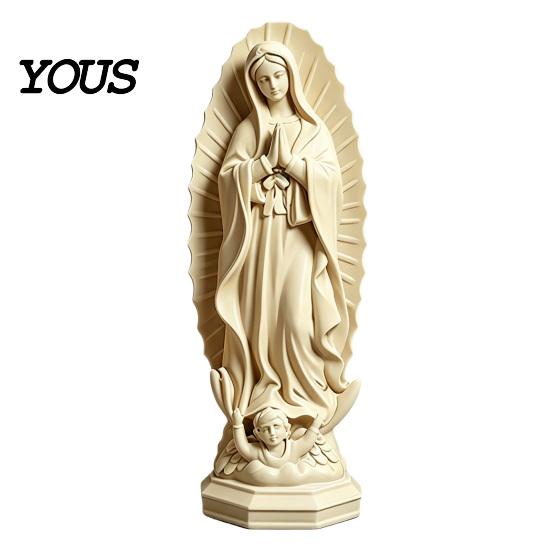 Durable Virgin Mary Sculpture Statue, Religious Resin Sculpture, Blessed Holy Lightweight Statue Mother Figurine for Catholic Home Desk Decor