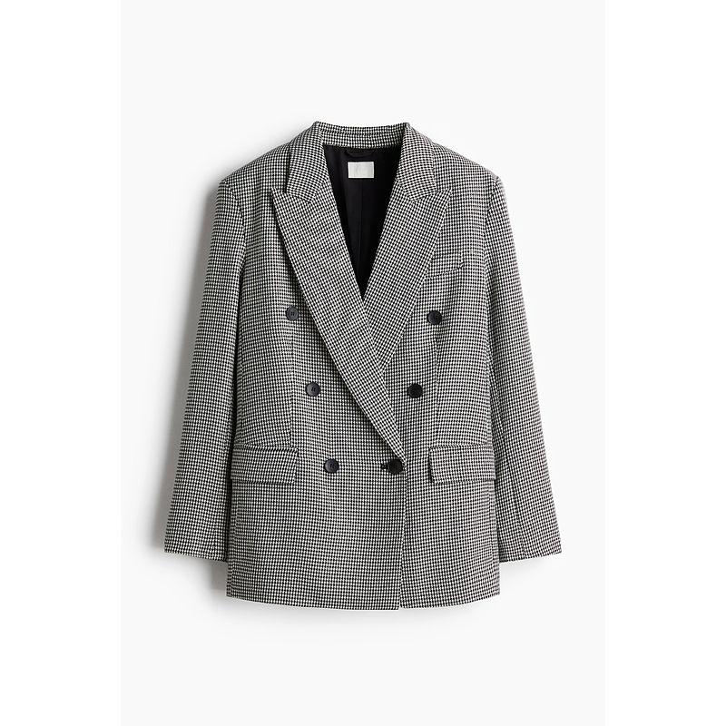 

HM Женская одежда Лето Большой профиль Двубортный блейзер 1263194 Black/Houndstooth 155/80(XS)