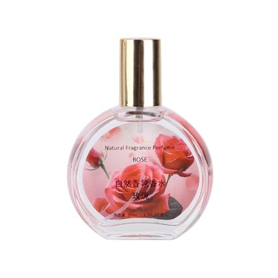 50ml Natural Fragrance Perfume for Women, Long Lasting Floral Fruity Scent, Transparent Round Bottle with Golden Cap Romantic Gift, Ideal for