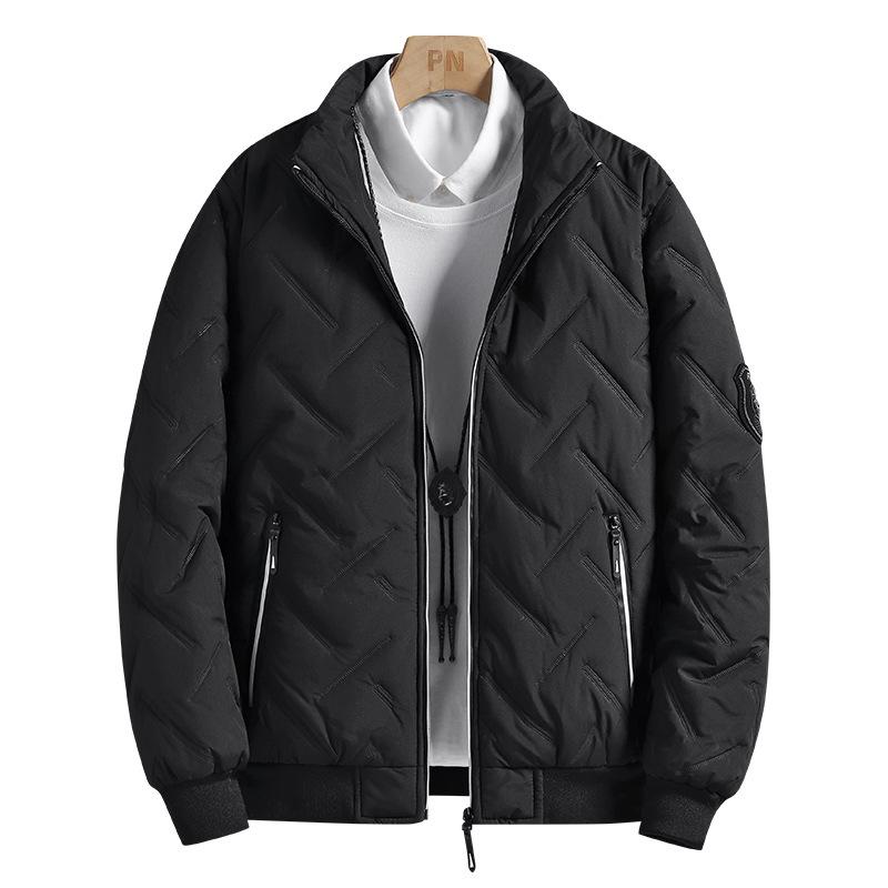 Padded Clothes Men's Autumn and Winter Coats Men's Korean Version Thickened Thermal Cotton Tops Stand-up Collar Men's Coats Thickened Cold-proof