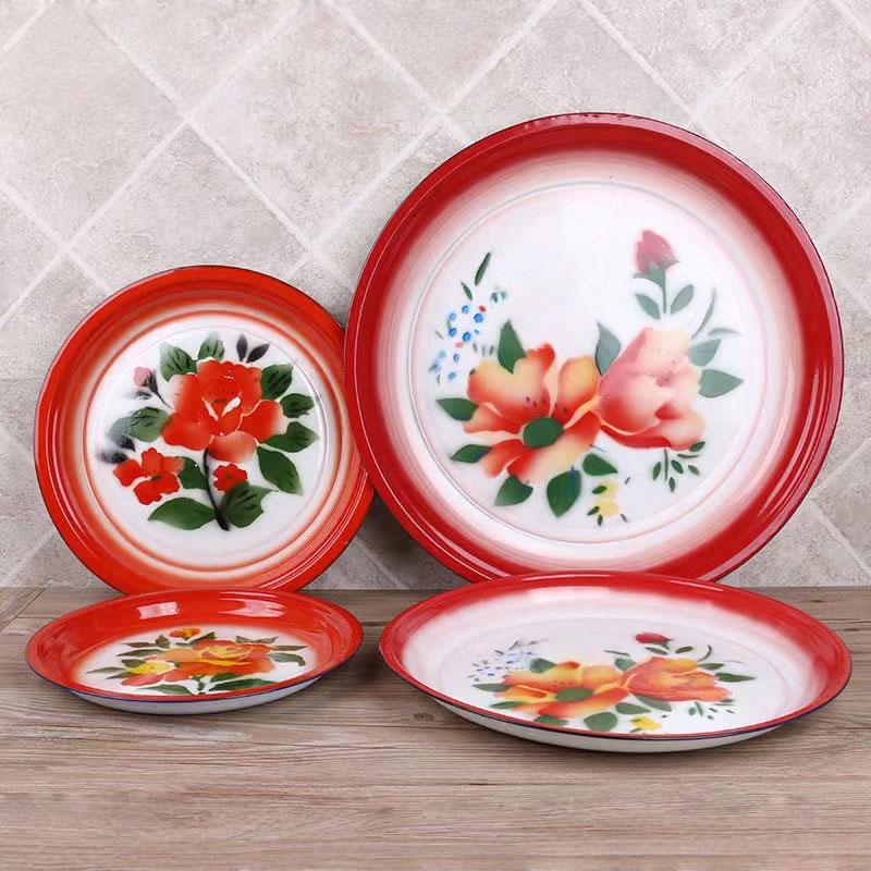 Piatto Smaltato Doppia Felicità Classico Vassoio da Tè Tradizionale Cinese Vassoio da Frutta Decorazione Nuziale Vassoio Nostalgia Retro