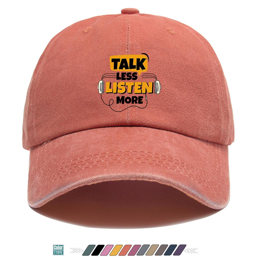 pc pcs TALK LESS LISTEN MORE Headphone Print Baseball Cap Adjustable Duckbill Hat Suitable for Music Festivals Streetwear