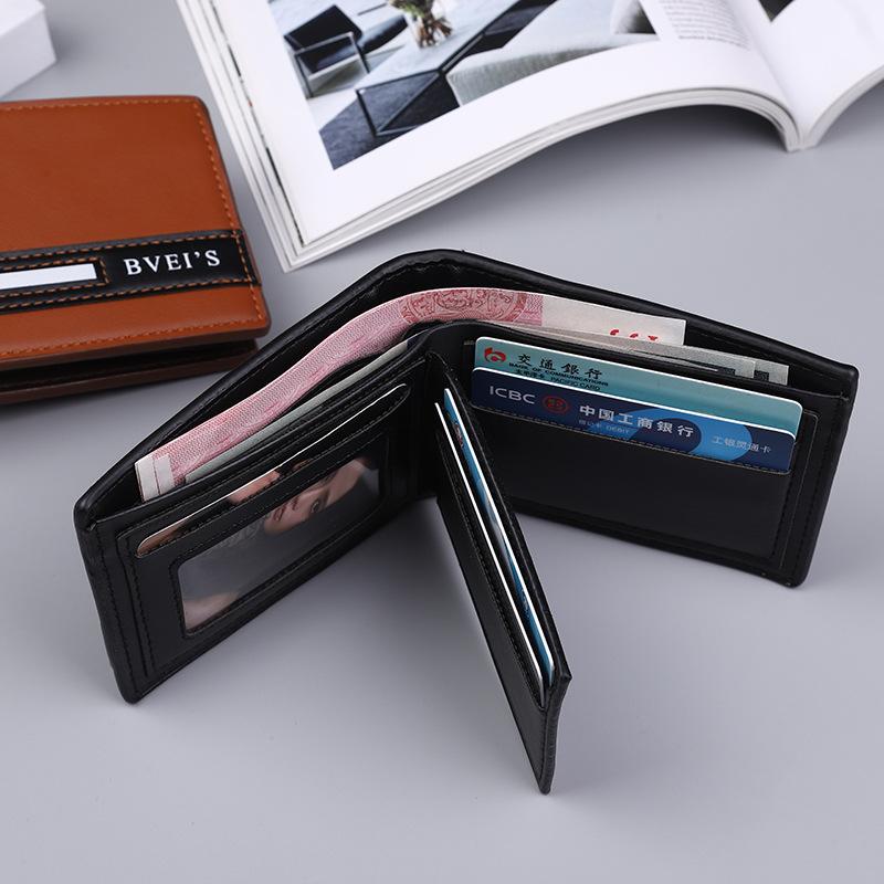Men’s Leather Bifold Wallet RFID Blocking Short Wallet Slim Credit Card Holder ID Window Cash Pocket Casual Business Wallet