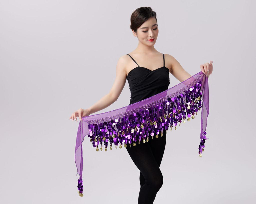 Set Lanț de Talie cu Paiete pentru Dansul din Buric și Eșarfă de Braț pentru Performanță și Practică