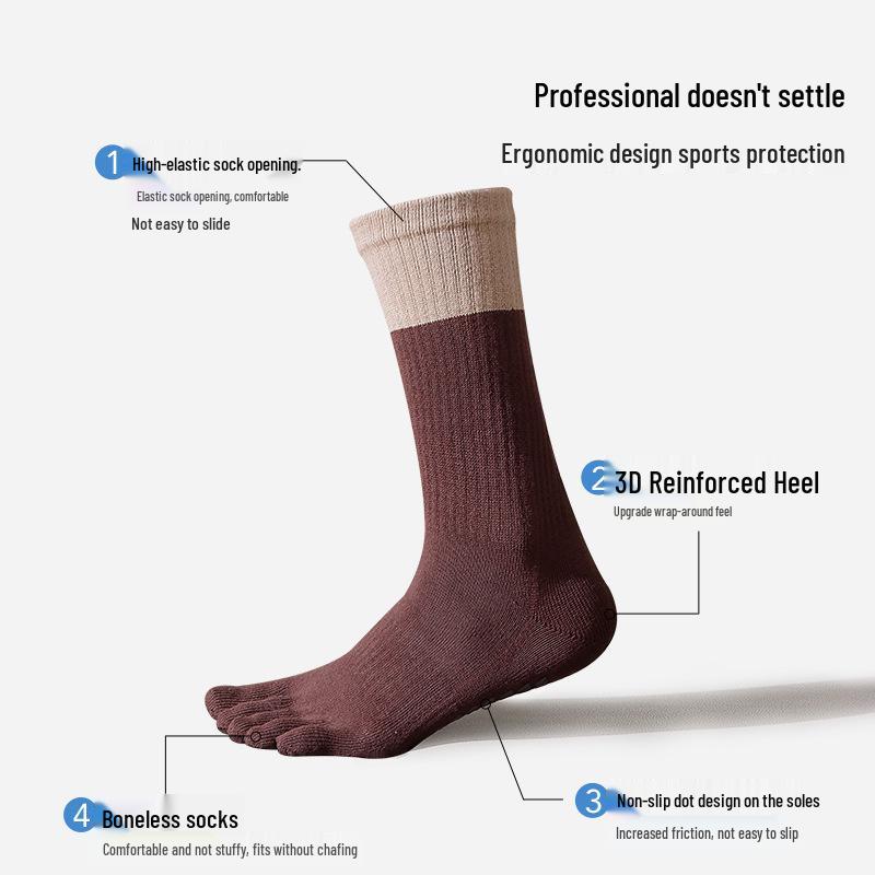 Women's Anti-Slip Five-Finger Yoga Socks for Pilates and Indoor Fitness