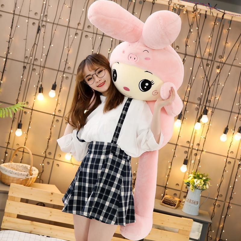 Large Plush Rabbit Toy Pillow Adorable Soft Stuffed Bunny Doll For Kids Gifts
