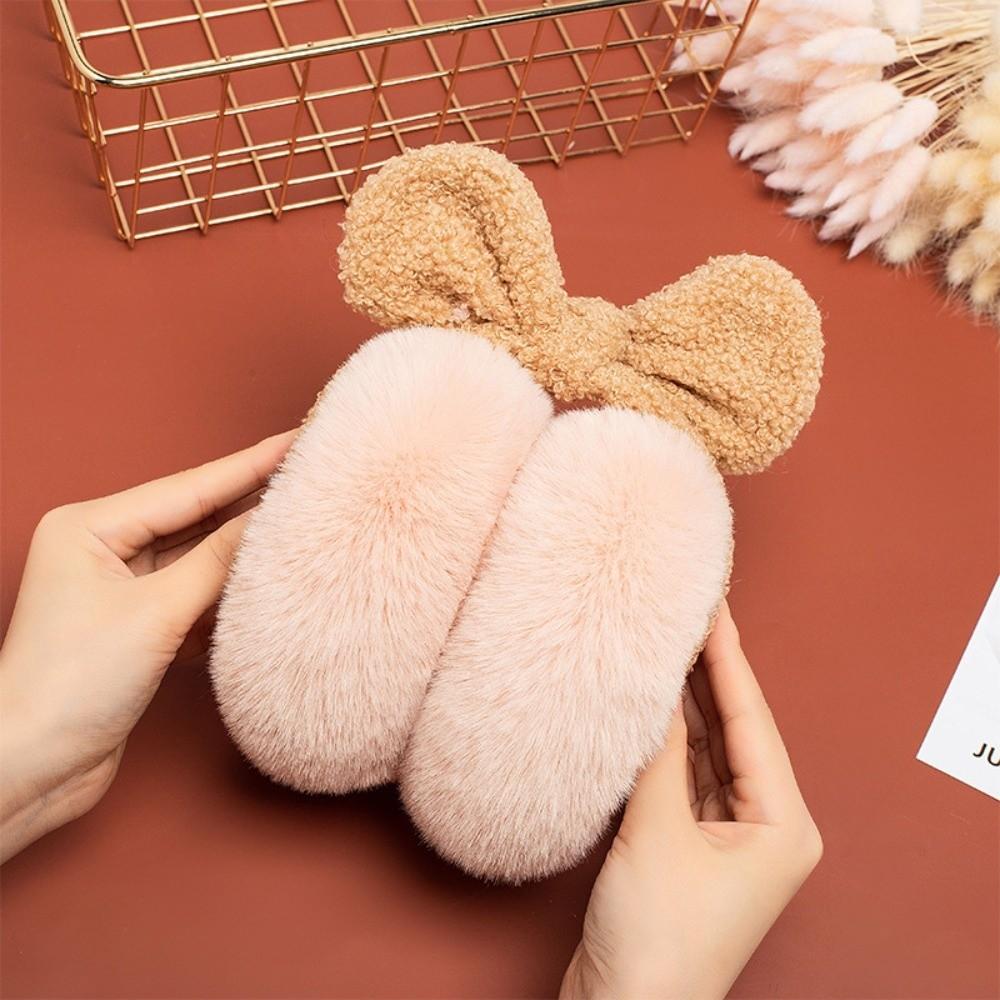 

Защита ушей Складные наушники Зимние теплые пушистые наушники с мехом Женские модные наушники из искусственного меха бежевый