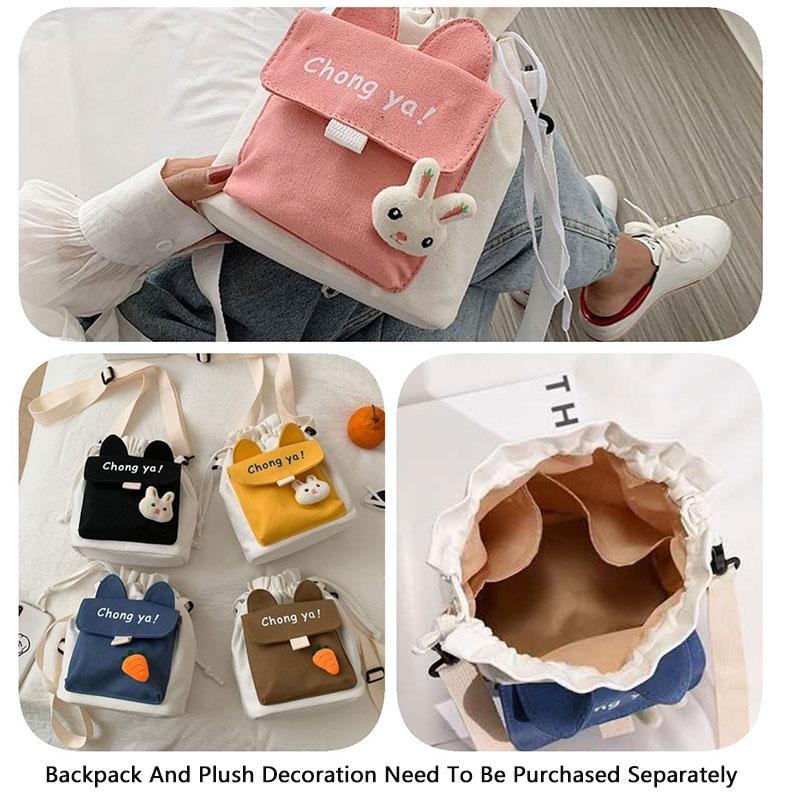 Stylish Canvas Shoulder Bag With Cute Rabbit And Carrot Pins Available In Multiple Colors