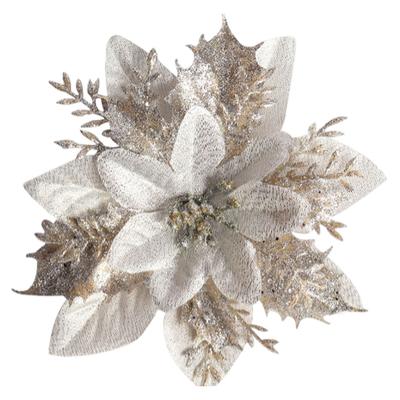 Glitter Artificial Christmas Flowers Decoration Sparkling Xmas Tree Ornament Party Decor Layout Props Home Living Room