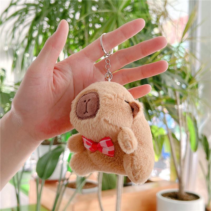 Cute Capybara Plush Keychain Backpack Pendant Toy Car Key Ring Decoration Accessories Kawaii Stuffed Doll Children Birthday Gift