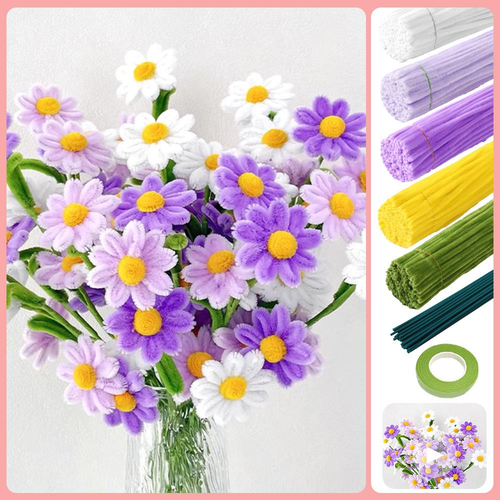 271/321pcs DIY Daisy Flower Craft Kit - Pipe Cleaner Crafting Supplies for Adults, Chenille Stems Perfect for Wedding Bouquets