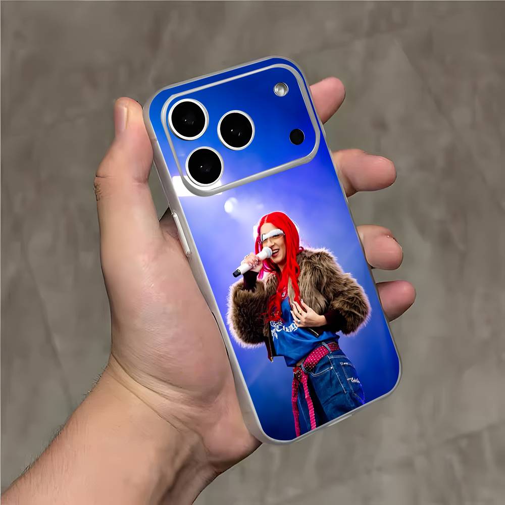 Singer D-De La R-Rose Hot For iPhone 17,16,15,14,13,12,Pro,Max,Plus,Mini Magnetic Wireless Charging Transparent White Phone Case