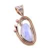 Natural Rainbow Moonstone Gemstone 925 Solid Silver Two Tone Pendant 1.50'' H4r70