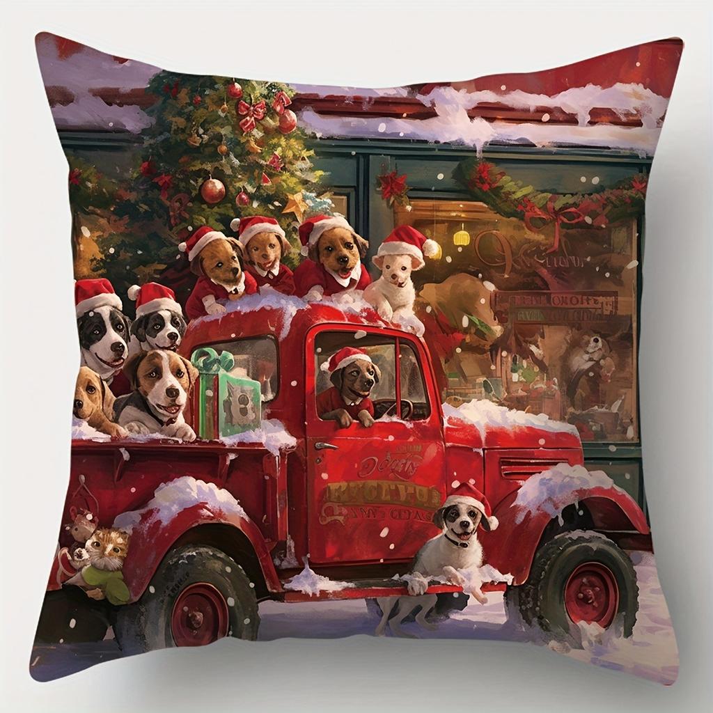 Christmas Decoration Pillowcase Car Cute Puppy Pillow Cover Sofa Cushion Suite Room Home Decoration Gift for Friends