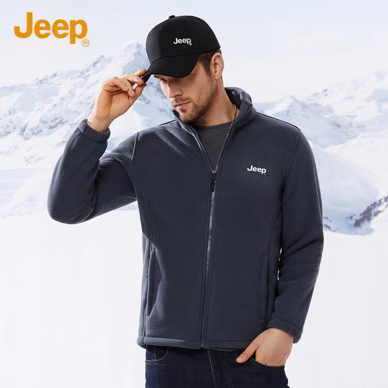 

JEEP Men s Autumn/Winter Warm Stand-Collar Fleece Jacket M