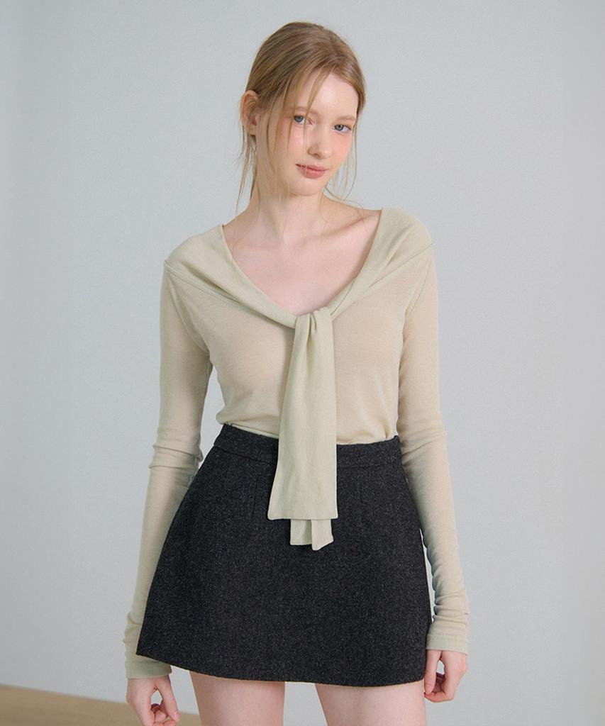 VEM.VER Basic Wool Mini Skirt_Charcoal