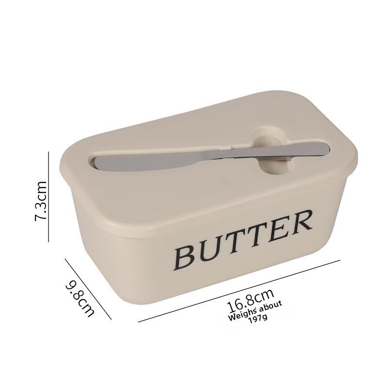 Food Grade Pp Butter Box With Knife For Refrigerator Storage And Home Dining BeigeYellowBox