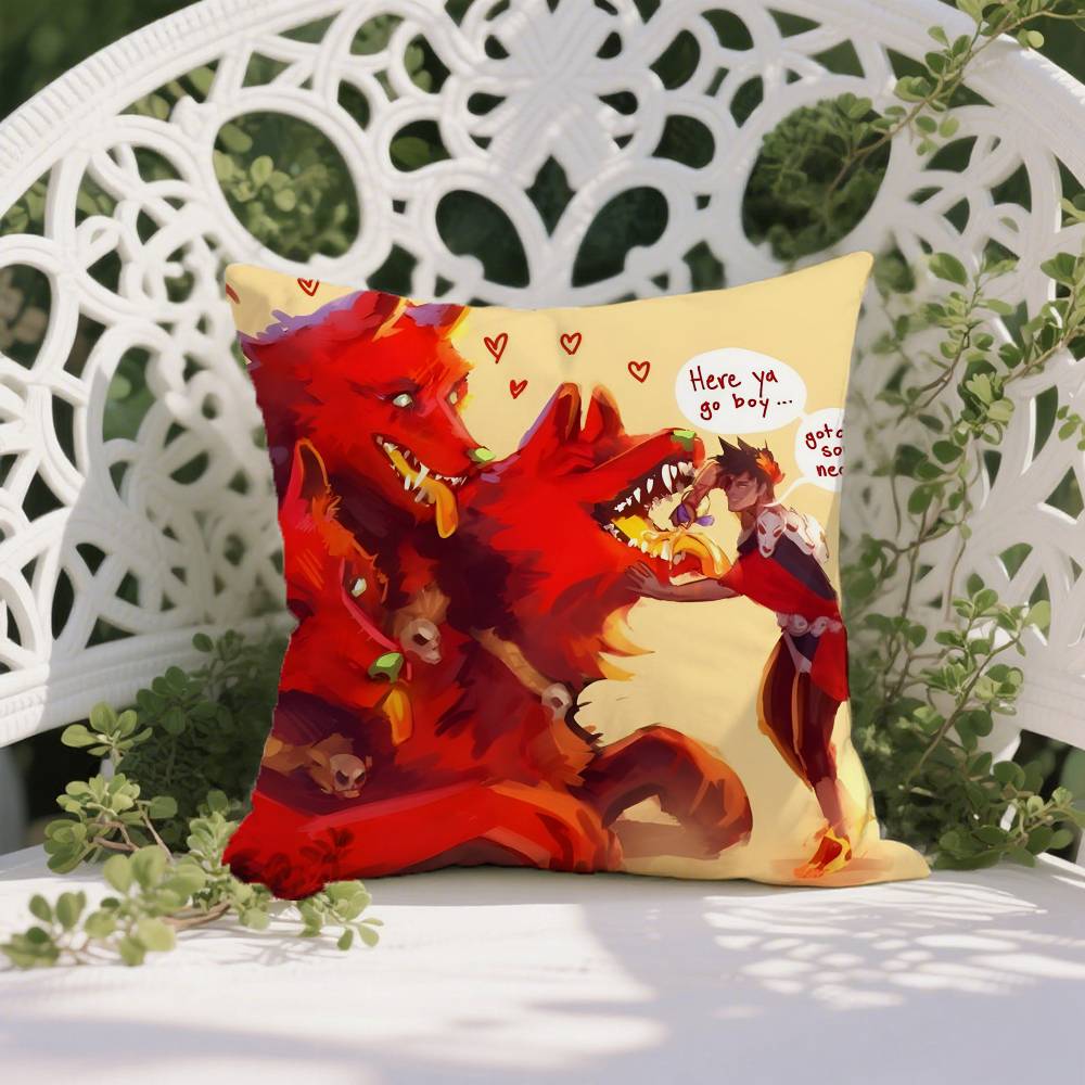 Hades Pet Cute Dog Kerberos Pillow Case Anti-dustmite Pillowcase Invisible Zipper Silky Short Plush Sofa Cushion Cover