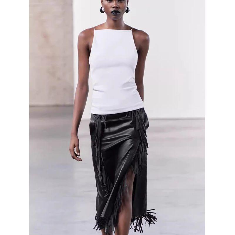 Summer New Product Women's Clothes Multicolor Minimalism Casual Cotton Straight Collar Sleeveless Spaghetti-Strap Camisole Top 2335009