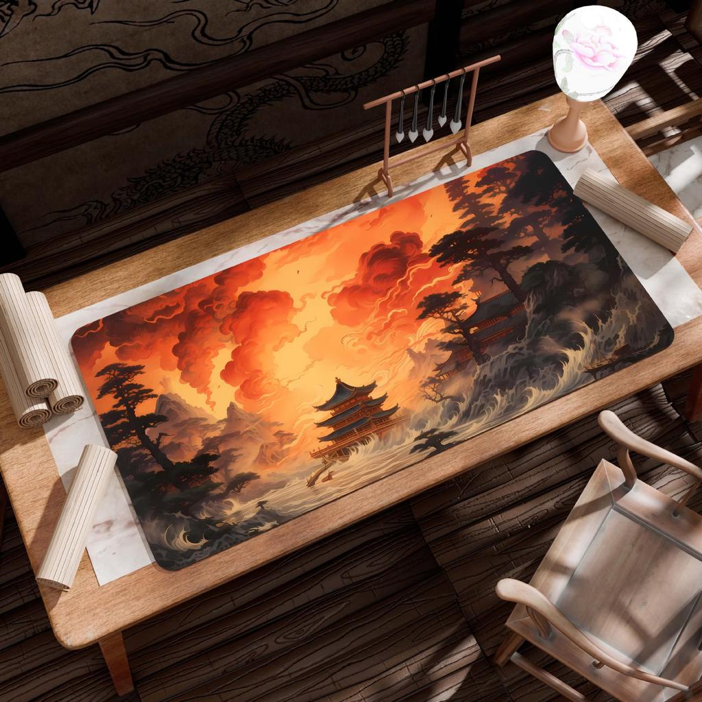 Extra Large Ancient Landscape Mouse Pad - Thick, Lock Edge, One-Piece Desk Mat