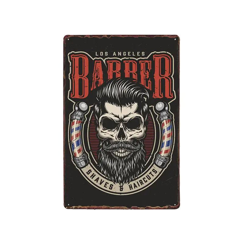 Hohappyme Vintage Barber Shop Metal Signs Barbershop Poster Bar Pub Retro Plaque Haircut and Shave Beard Iron Plates 20x30 Cm