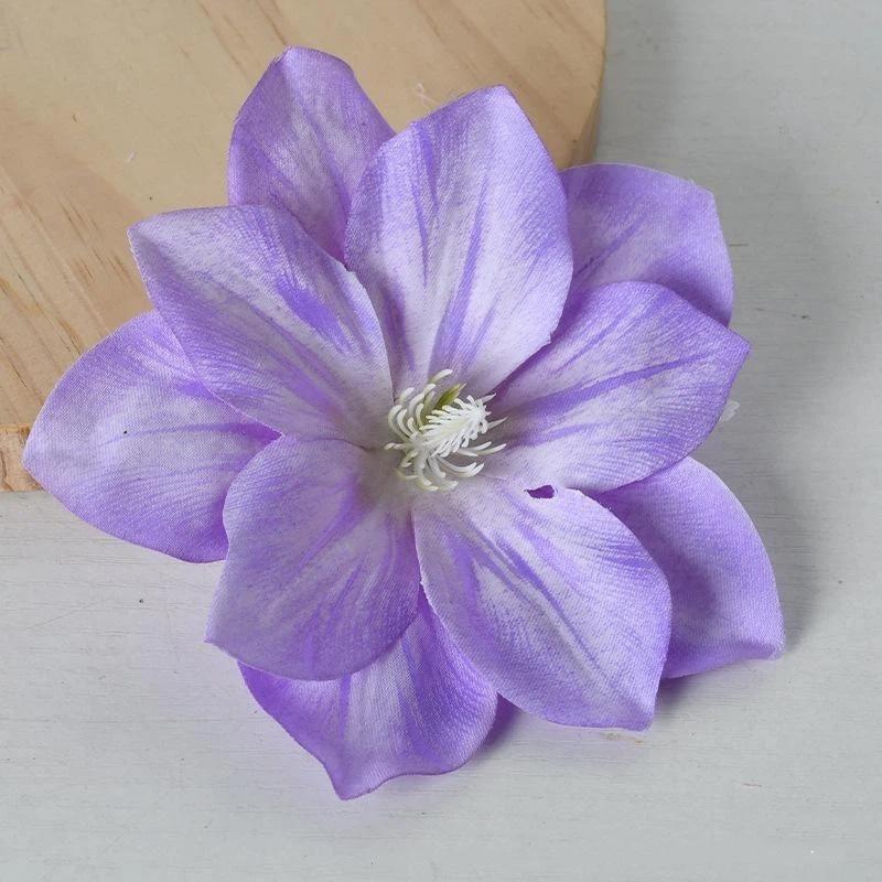 5 Pcs Artificial Flower Diy Flower Craft Artificial Lotus Flower Heads Small Realistic Clematis Blooms Diy Wedding For Home