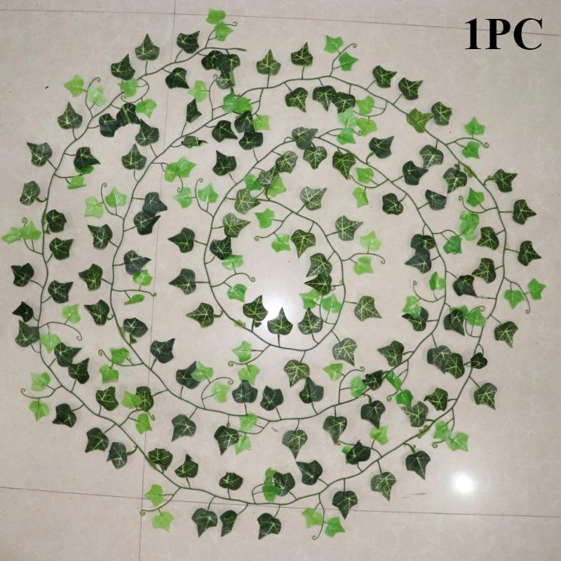 

100 шт., лист, 1 шт., 2,4 м, домашний декор, искусственный лист плюща, гирлянда, растения, лоза, искусственная листва, цветы, лиана, зеленый венок из плюща 1PC
