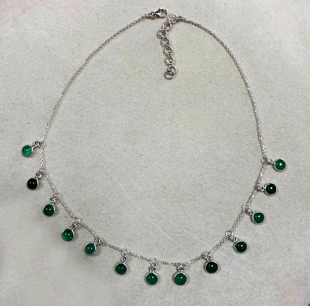 Green Onyx Necklace, Women Necklace, 925 Sterling Silver, Silver Charm Jewelry, Handmade Jewelry, Gift For Her