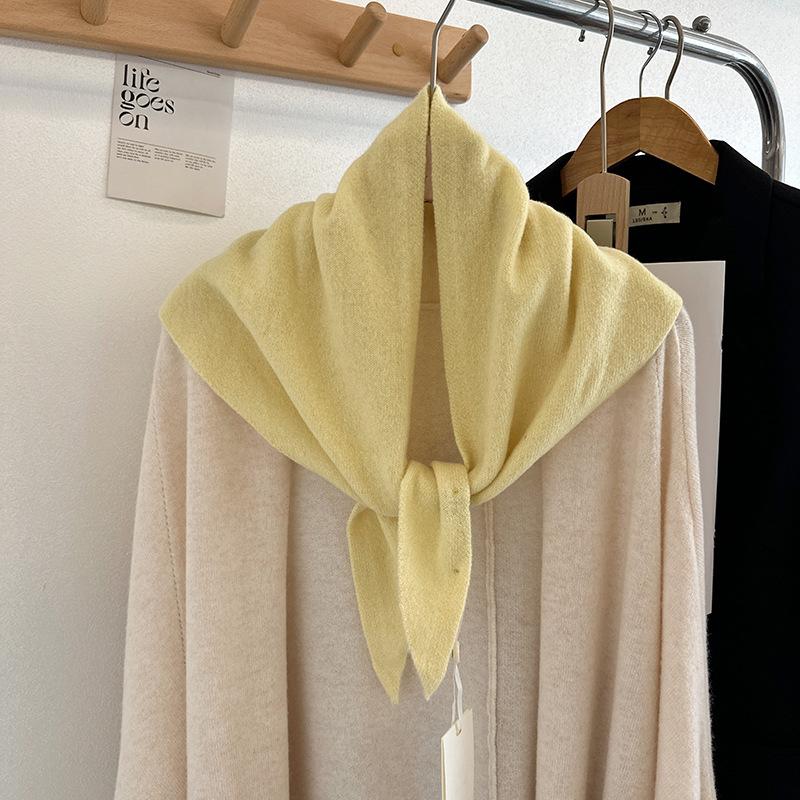 Fashion Women Wool Knitted Soft Pure Color Triangle Scarf Winter Warm Lady Shawl Blanket Bandana Versatile Scarves