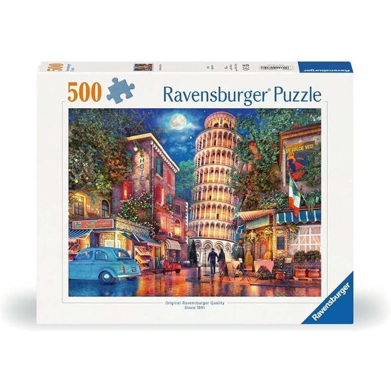 Ravensburger - Evening in Pisa - 500 Piece Jigsaw Puzzle - Stunning, Vivid Imagery of Breathtaking Pisa s Leaning Tower - Colorful Detail - Ideal New Design