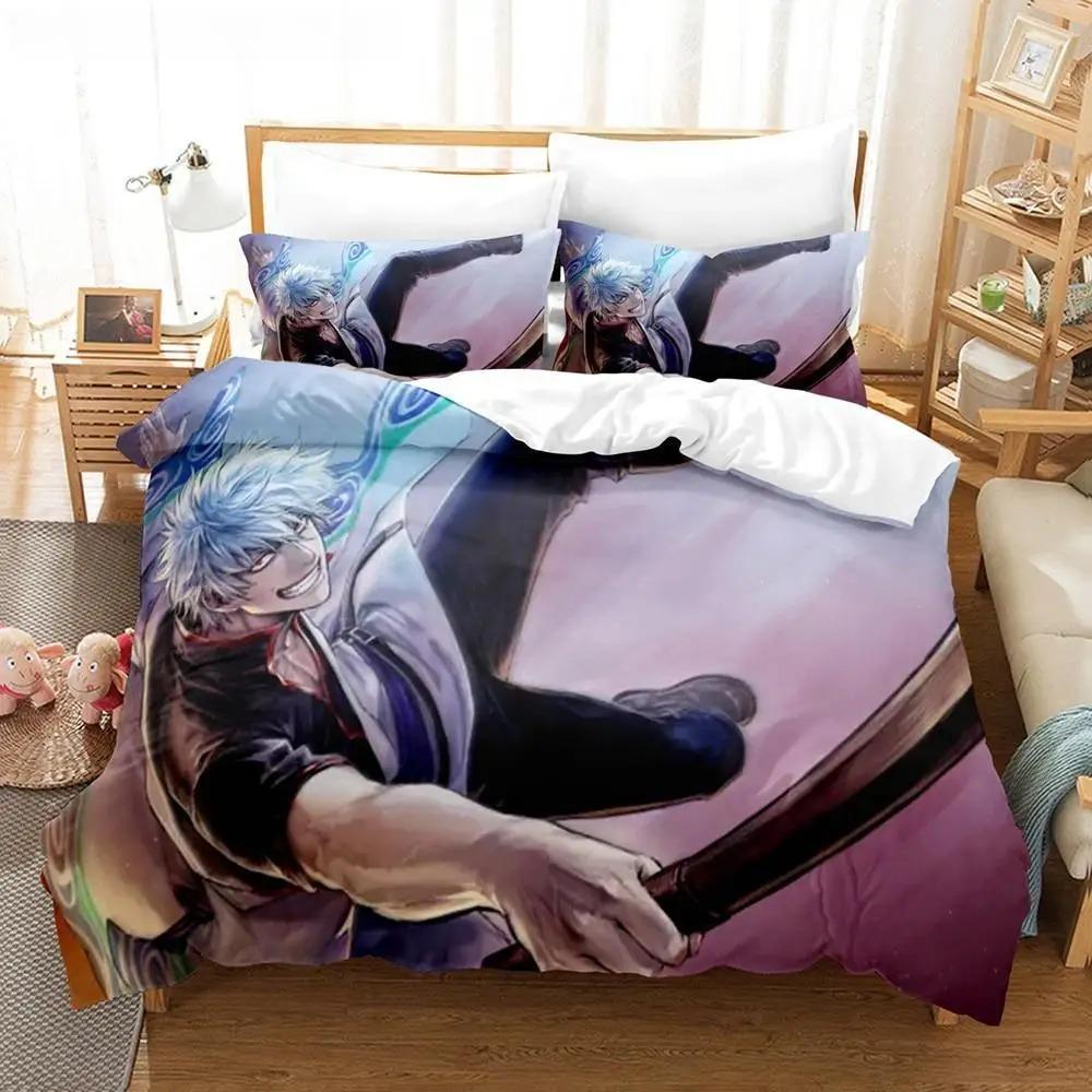 Brand New Gintama Bed Linen Collection Bed Cover Pillowcases For Adult Kids Twin Size Size Double Size Full Queen Dimension King Dimension Kids Teens