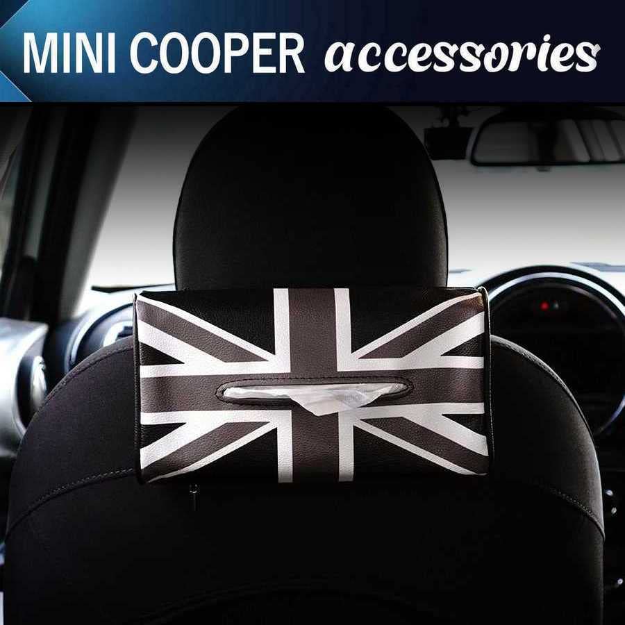 SKYBELL Tissue Case, Car Accessory for BMW Mini Cooper, Headrest Hanging, Leather, Convenient Item (Blackjack)