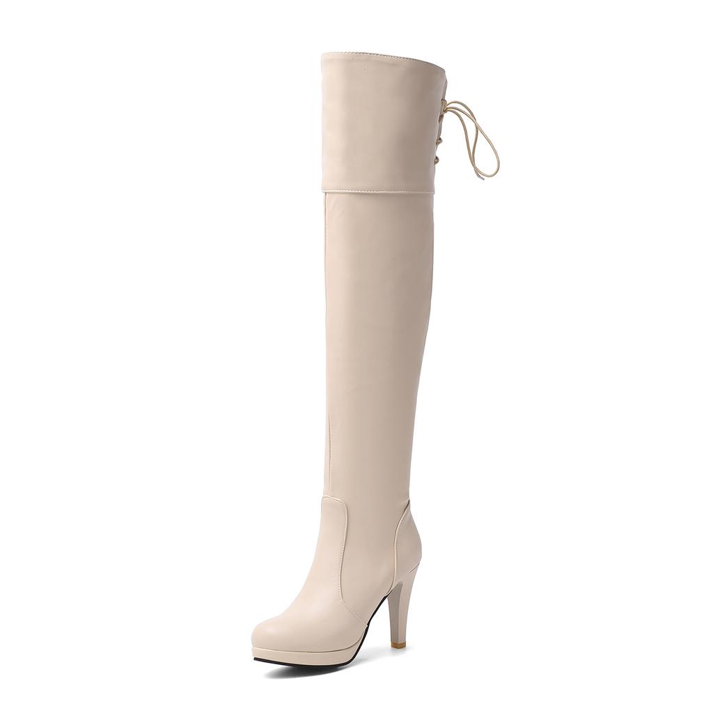 Women's high-heeled boots, sexy European and American style autumn and winter new waterproof table, fine-heeled large-size knee boots