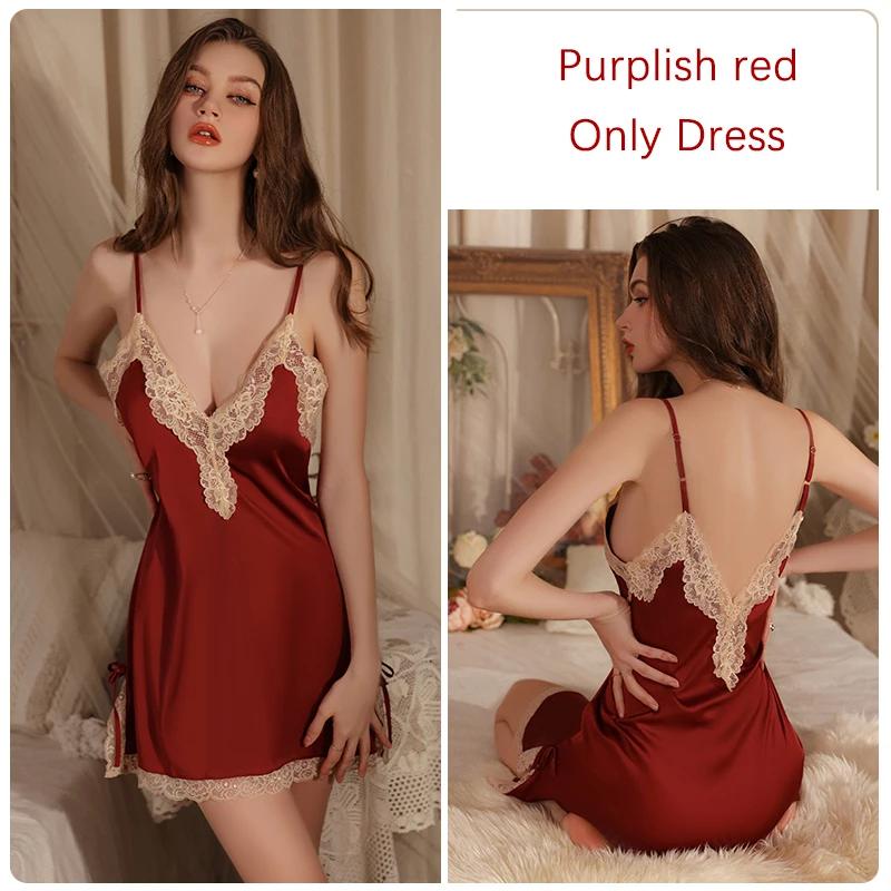 

Женский пижамный комплект с кружевной кромкой, открытой спиной, ночная рубашка с подвязками и бюстгальтером L