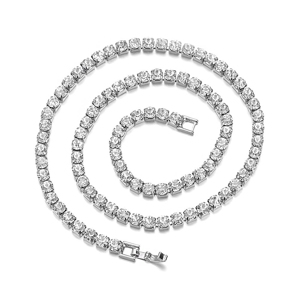 

Gorgeous Punk Jewelry Rhinestone Bling Link Diamonds Hip Hop Tennis Gold/Silver Chain Choker